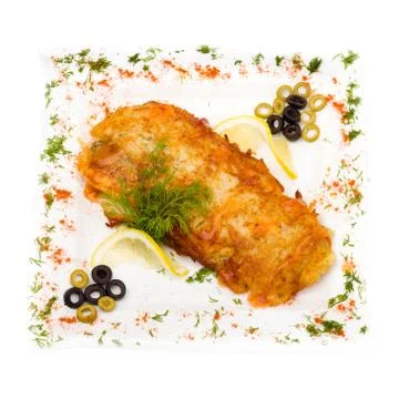 Chicken pie isolated on white Stock Photos