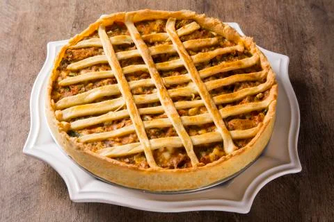 Chicken pie with vegetables Stock Photos