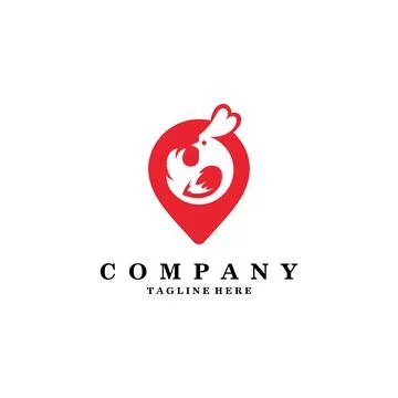 Chicken pin logo design vector Stock Illustration