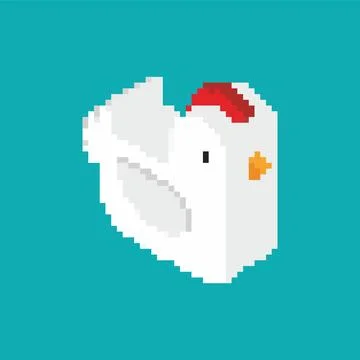 Chicken pixel art. 8 bit Chicken farm birds. pixelated 스톡 일러스트