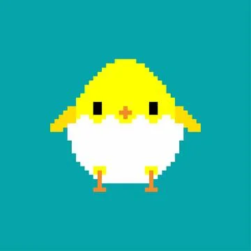 Chicken pixel art isolated. 8 bit Little chicken pixelated Vector illustratio Stock Illustration