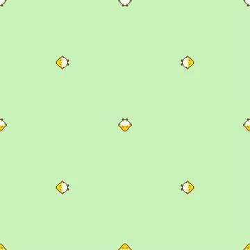 Chicken pixel art pattern seamless. 8 bit Little chicken pixelated backgrou.. Stock Illustration