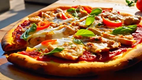 Chicken pizza Stock Footage 301733195