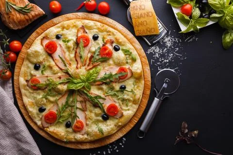 Chicken pizza Stock-Fotos