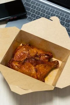 Chicken on a plate on a  table Foto stock