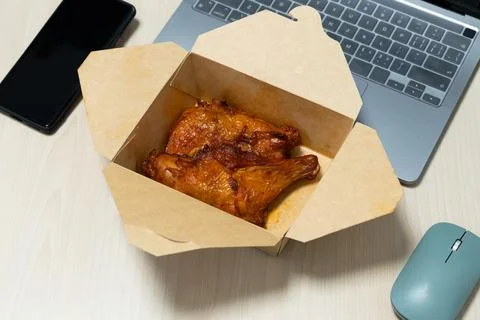 Chicken on a plate on a  table Foto stock