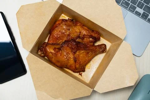 Chicken on a plate on a  table Foto stock