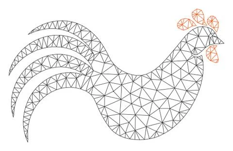 Chicken Polygonal Frame Vector Mesh Illustration Ilustração Stock