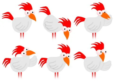 Chicken Poses Stock Illustration