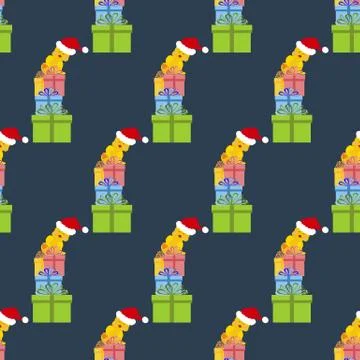 Chicken with presents pattern Stock Illustration