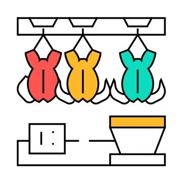 Chicken processing icon color illustration 库存插图