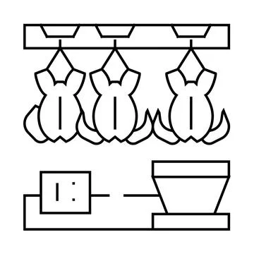 Chicken processing line icon vector illustration 库存插图