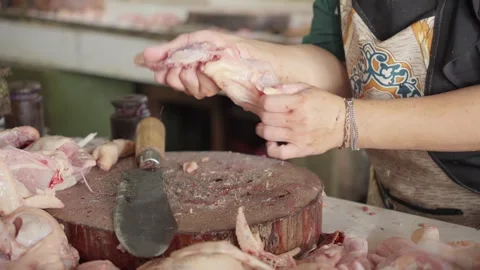 Chicken Processing at a Traditional Market Stock-Footage 340184367