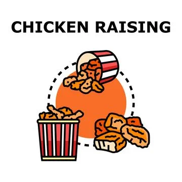 Chicken raising industry processing different meat products Stock Illustration