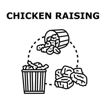 Chicken raising industry processing different meat products Stock Illustration