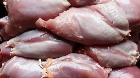 Chicken Raw Legs texture background zooming in and seamless looping Stock Footage