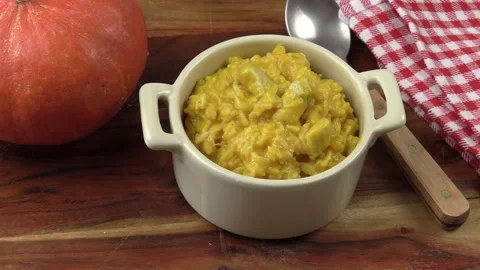 Chicken risotto with pumpkin, close-up Stockbeeldmateriaal 253254809