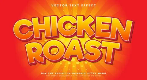 Chicken Roast 3D editable text effect Template Stock Illustration