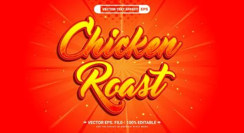 Chicken Roast editable text effect template Illustrazione stock