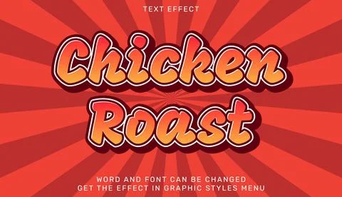 Chicken roast text effect template in 3d design Stock Illustration