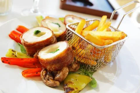 Chicken roll with cheese Foto stock