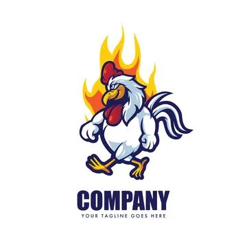 Chicken Rooster on Fire Stock Illustration