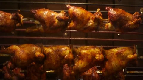 Chicken Rotating On A Skewer Vídeo Stock 53503360