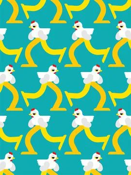 Chicken run pattern seamless. hen farm bird background. Illustrazione stock