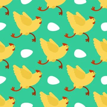 Chicken running pattern seamless. Chicken run background. vector texture Stock Illustration