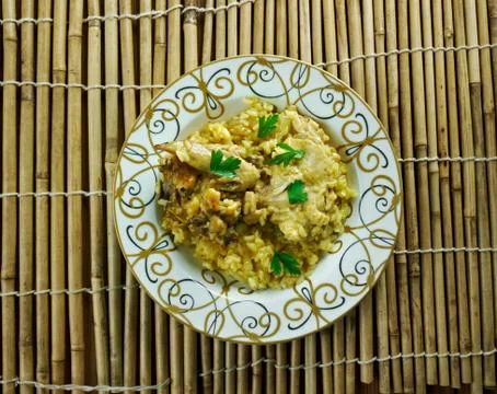 Chicken with saffron Stock Photos
