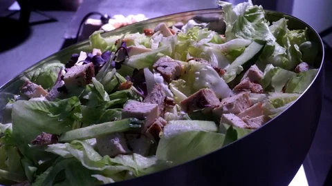 Chicken salad on a party Stock Footage 99006776