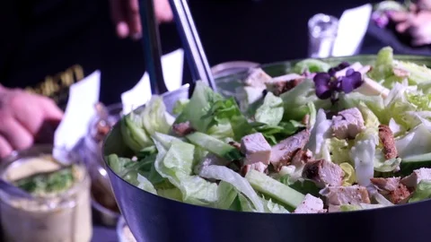 Chicken salad on a party 스톡 동영상 99007000