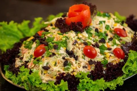 Chicken salad. Salpico is a typical Brazilian salad, made with shredded chick Stock Photos