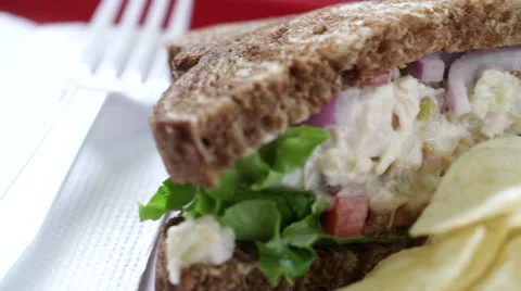 Chicken salad sandwhich Stock Footage 50724622