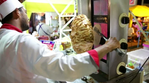 Chicken salad wrap making Thai street food Video stock 61780387