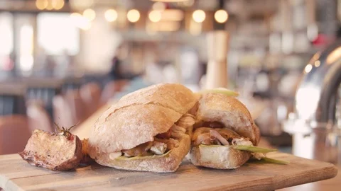 Chicken sandwich Stock Footage 89117365
