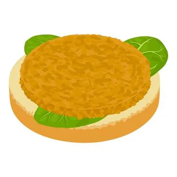 Chicken sandwich icon isometric vector. Sandwich with chicken cutlet and spinach Stock Illustration