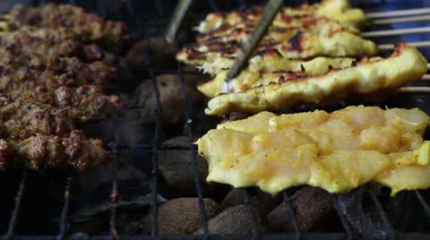 Chicken Satay Stock Footage 24686983