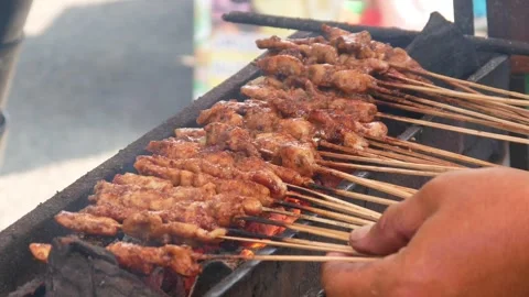 Chicken satay Stock Footage 308132926