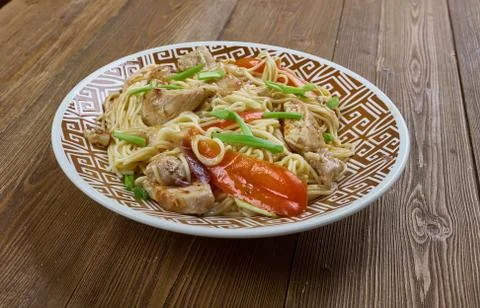 Chicken Schezwan Nooldes Stock Photos