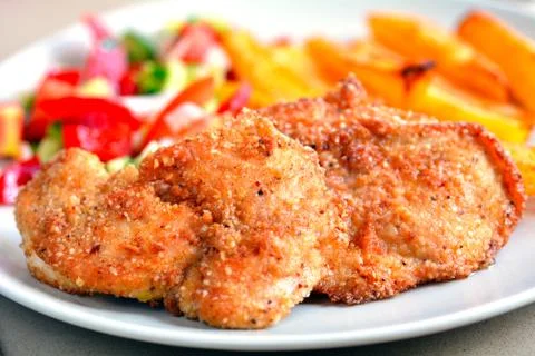 Chicken schnitzels Stock Photos