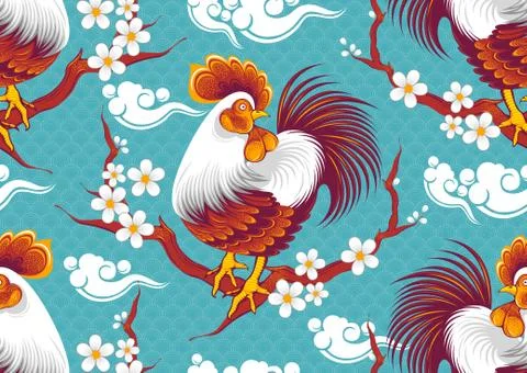 Chicken Seamless Pattern Stock Illustration