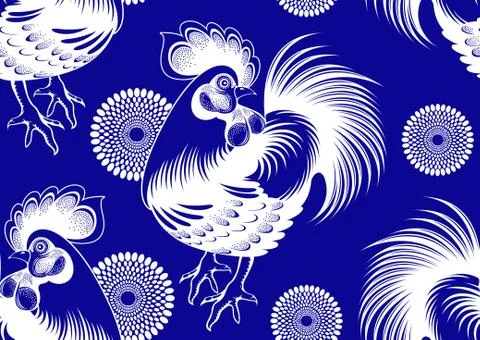 Chicken Seamless Pattern Stock Illustration