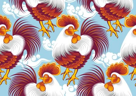 Chicken Seamless Pattern Stock Illustration