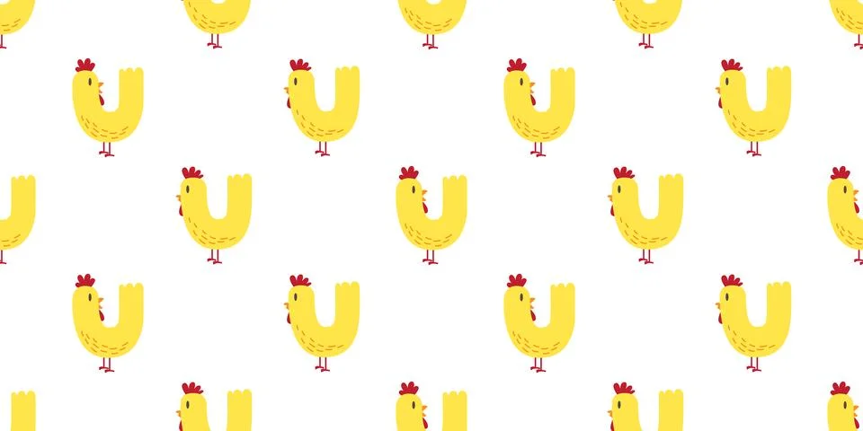 Chicken Seamless Pattern vector rooster background isolated wallpaper Stock Illustration