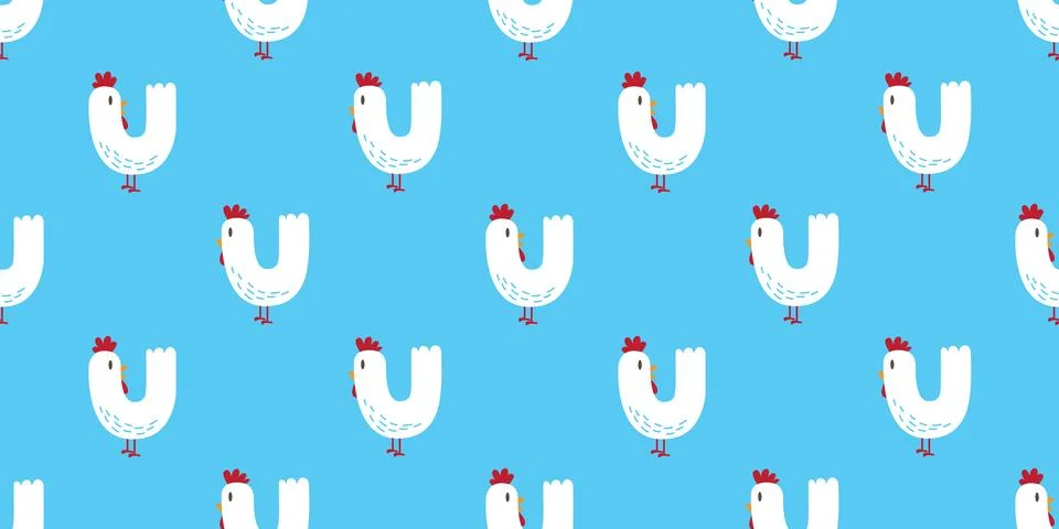 Chicken Seamless Pattern vector rooster wallpaper background isolated textile Illustrazione stock