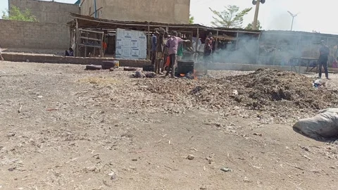 Chicken Selling And Processing Point By Roadside In Kano Nigeria Stockbeeldmateriaal 324368593