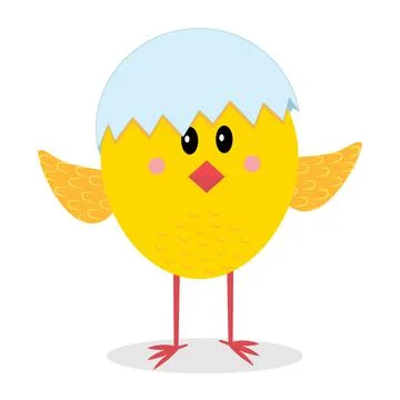 Chicken with a shell on its head isolated on a white background Stock Illustration