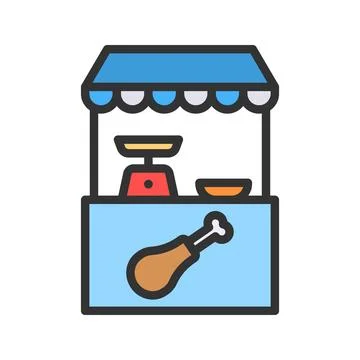 Chicken Shop icon vector image. Illustrazione stock