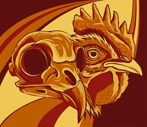 Chicken with Skull vector and artwork illustration 스톡 일러스트